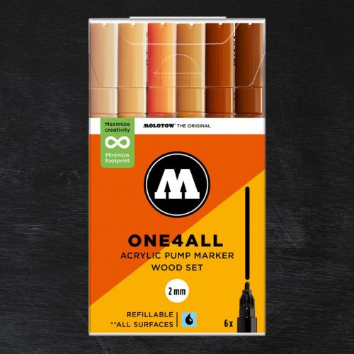 Molotow Pack 6 Rotuladores Acrílicos One4all 2mm Wood Set
