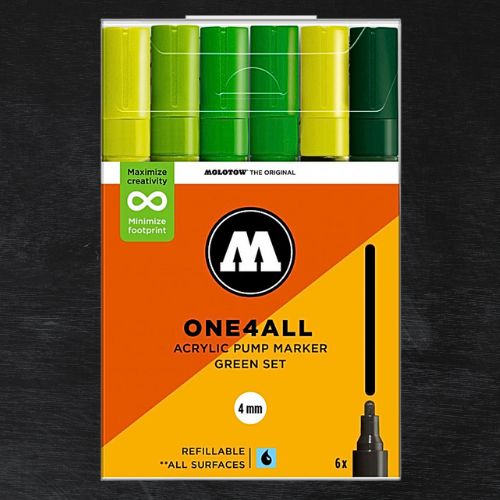 Molotow Pack 6 Rotuladores Acrílicos One4all 4mm Green Set