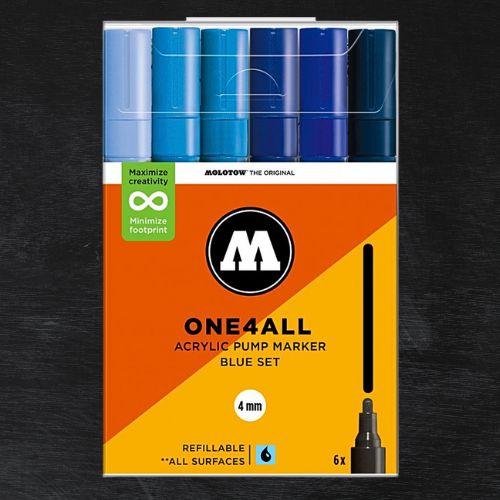 Molotow Pack 6 Rotuladores Acrílicos One4all 4mm Blue Set