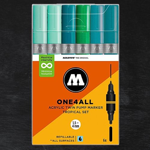 Molotow Pack 6 Rotuladores Acrílicos One4all 1,5mm-4mm Tropical Set