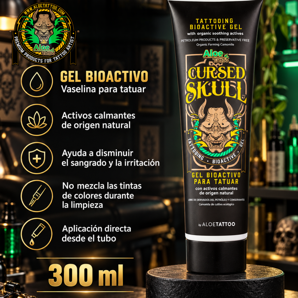 Tatuagem de Aloé Vera Caveira Amaldiçoada