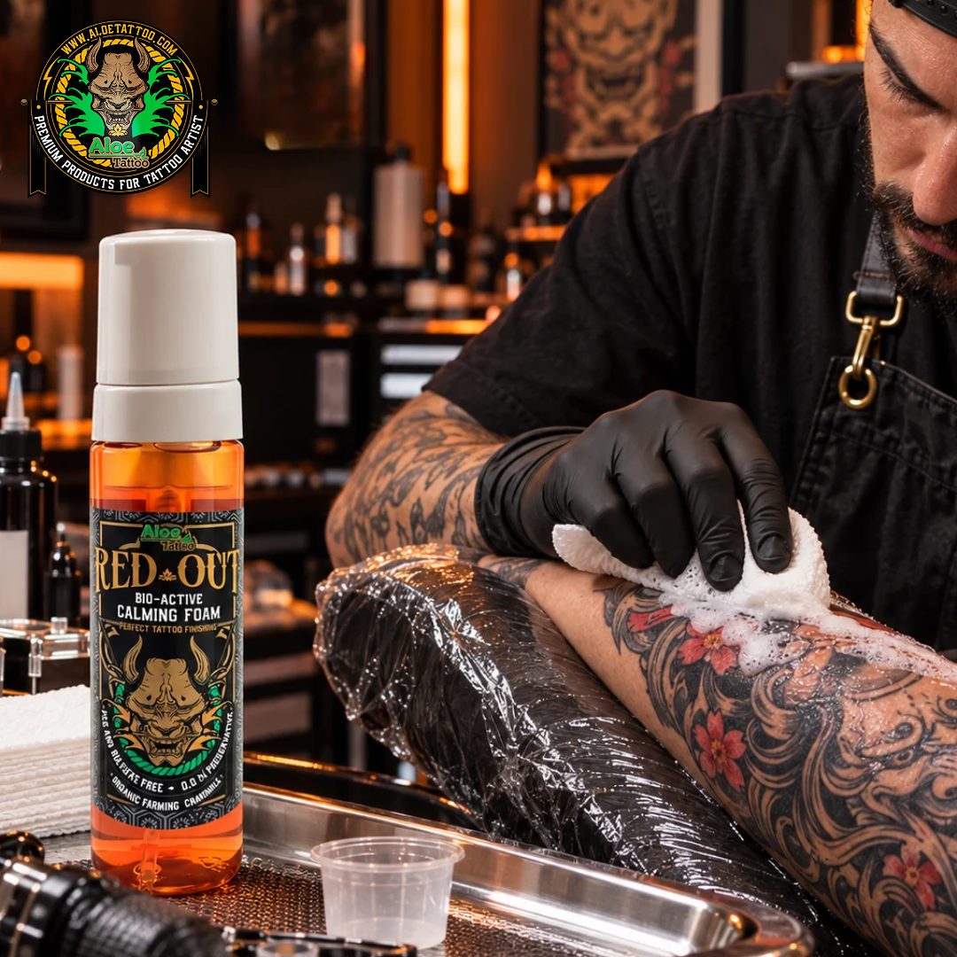 Espuma para tatuagem de aloé vera vermelha