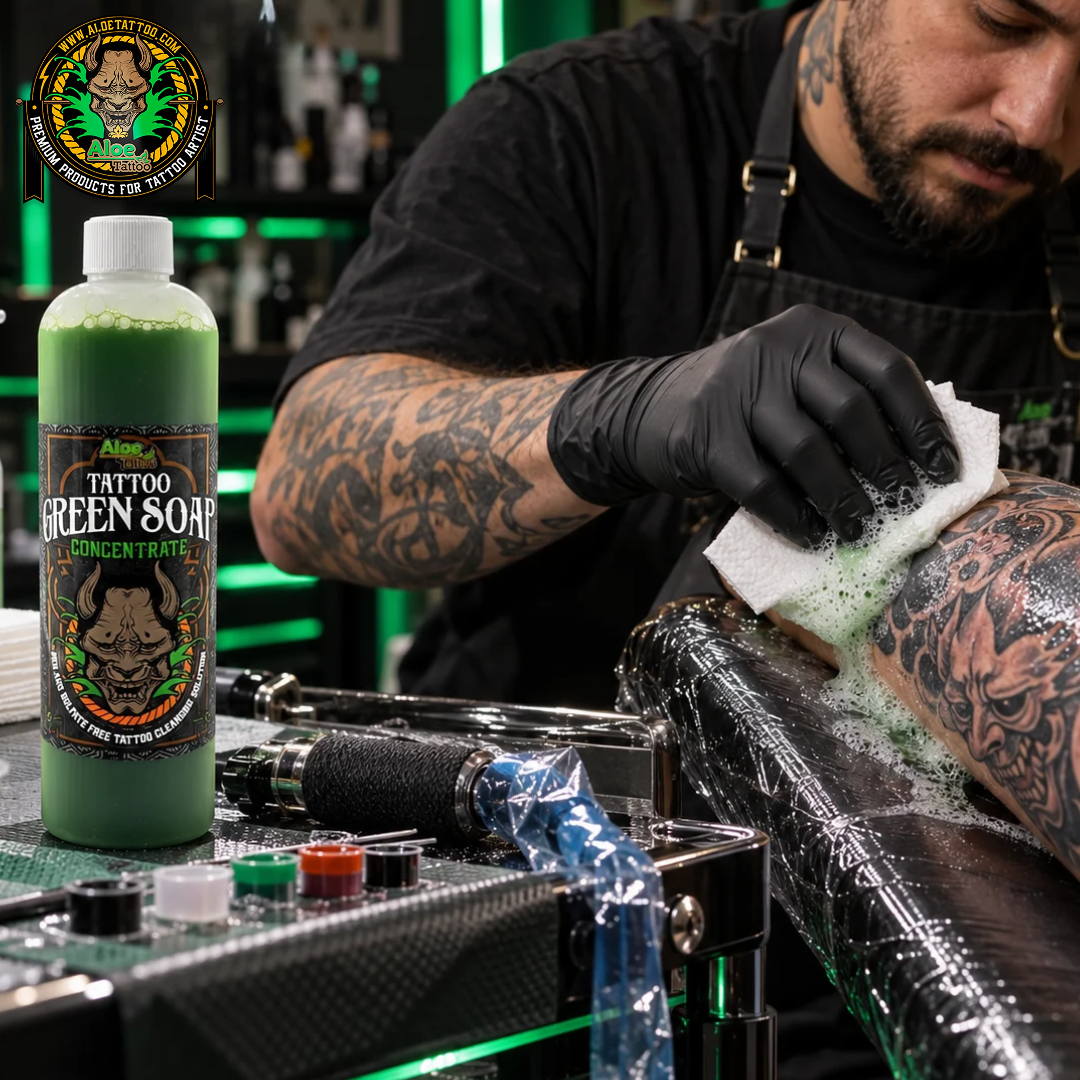 Sabonete Concentrado Verde para Tatuagem de Aloé Vera