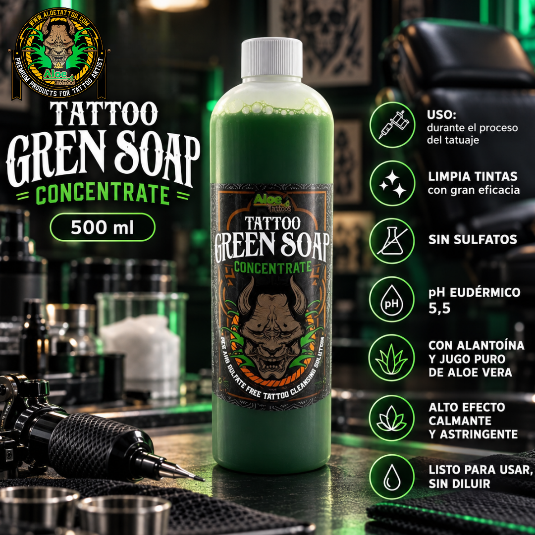 Sabonete Concentrado Verde para Tatuagem de Aloé Vera