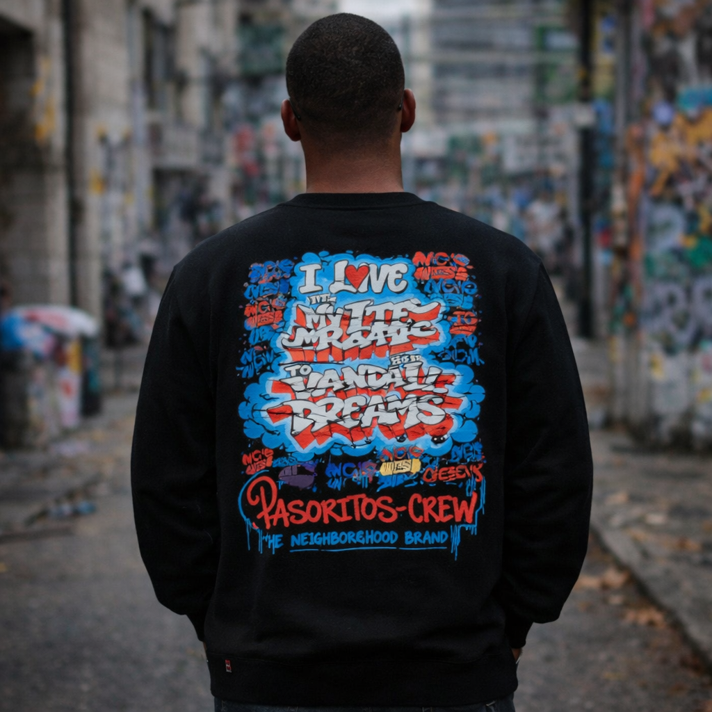 Sweatshirt Black Graffiti Crew Outlaw