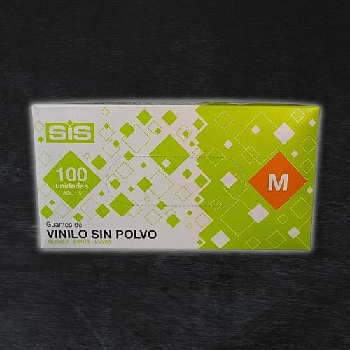 Luvas de vinil transparente sem pó, tamanho M