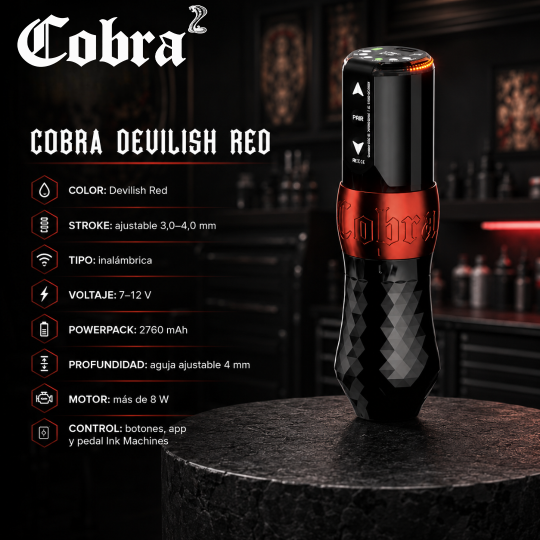 Ink Machines Cobra Tattoo Machine Grip 30mm Devilish Red