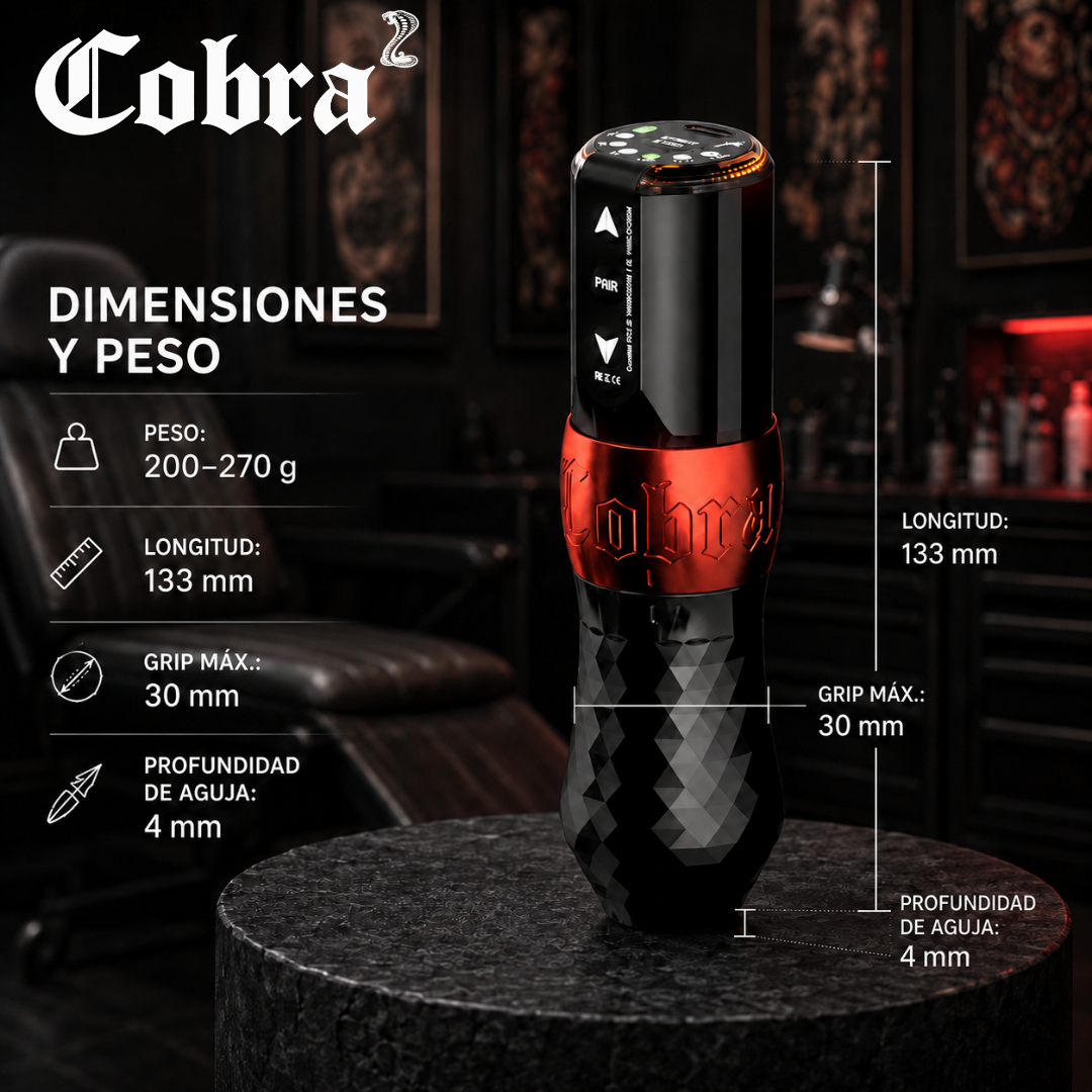Ink Machines Cobra Tattoo Machine Grip 30mm Devilish Red
