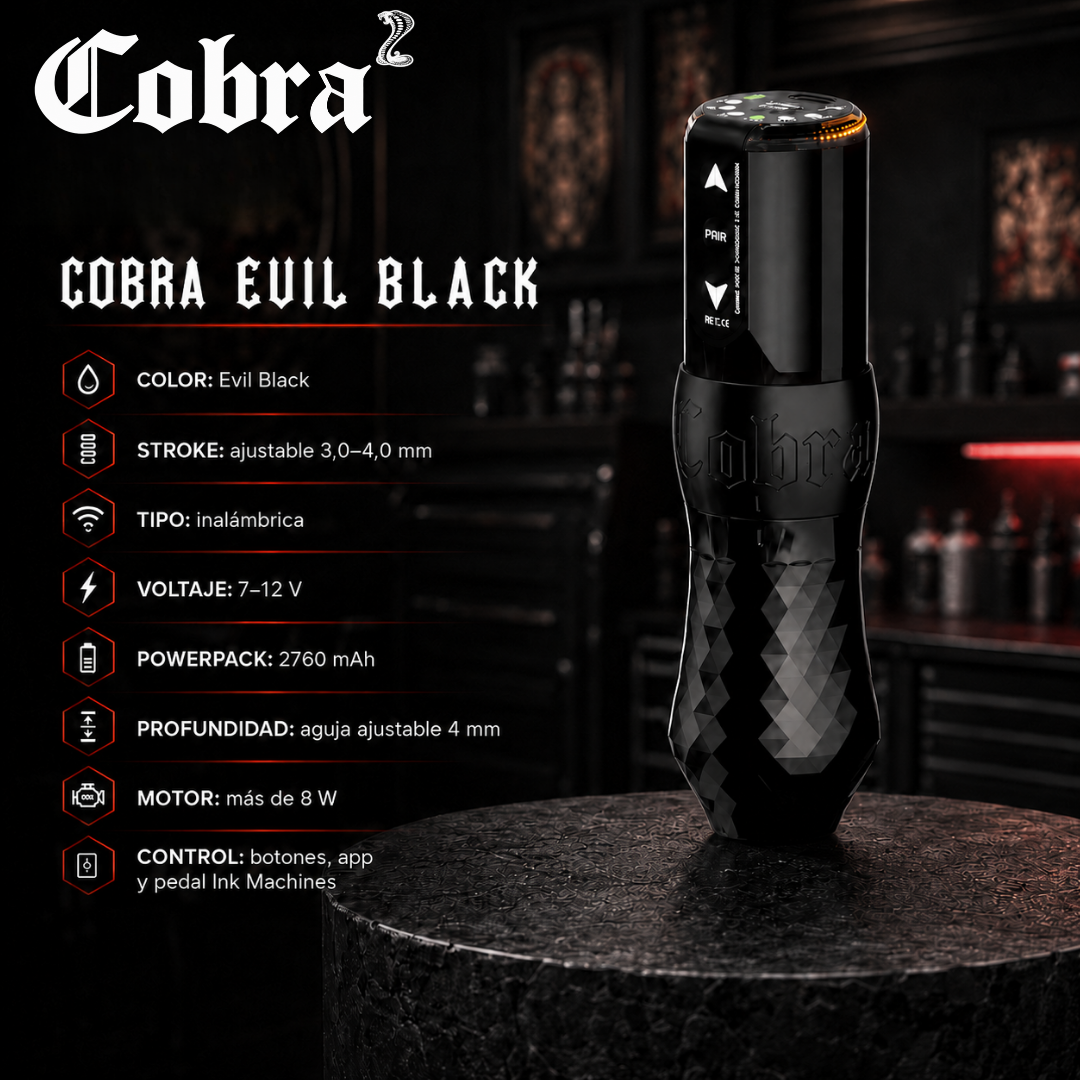 Ink Machines Cobra Tattoo Machine Grip 30mm Evil Black