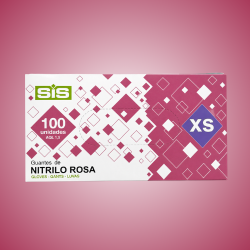 Luvas de nitrilo rosa 