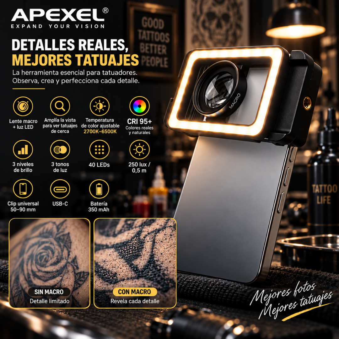 Lente Macro Y Luz LED Para Smartphone