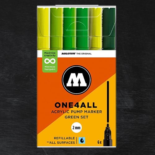 Molotow Pack 6 Rotuladores Acrílicos One4all 2mm Green Set