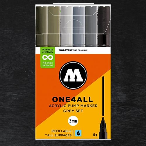 Molotow Pack 6 Rotuladores Acrílicos One4all 2mm Grey Set