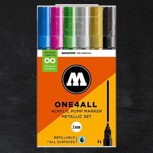 Molotow Pack 6 Rotuladores Acrílicos One4all 2mm Metallic Set