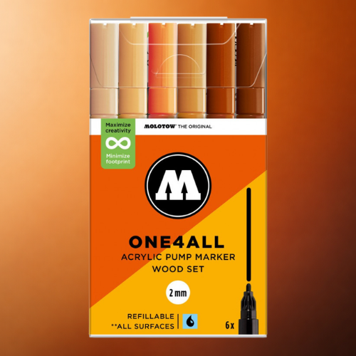 Molotow Pack x6 Rotuladores Acrílicos One4all 2mm Wood Set