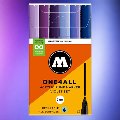 Molotow Pack 6 One4all Acrylic Markers 2mm Violet Set