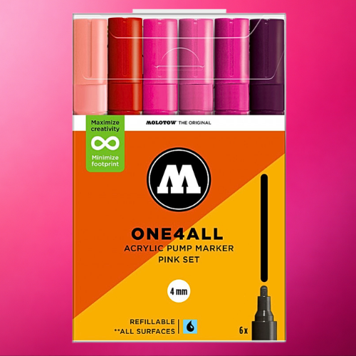 Molotow Pack 6 Acrylic Markers One4all 4mm Pink Set