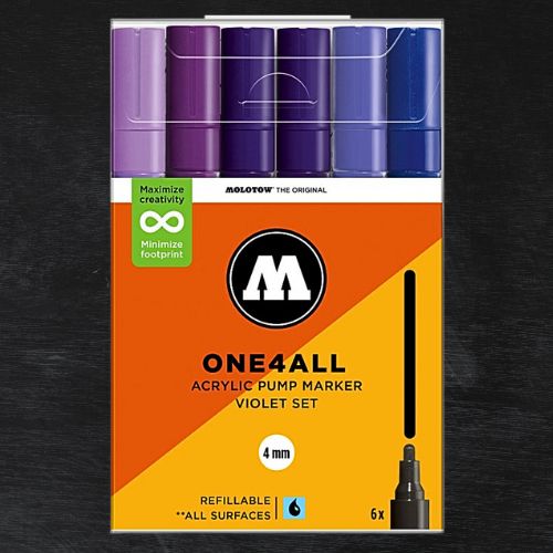 Molotow Pack 6 Rotuladores Acrílicos One4all 4mm Violet Set