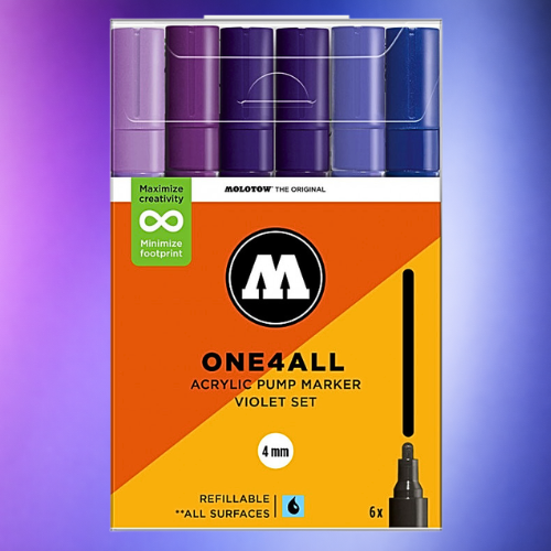 Molotow Pack of 6 One4all Acrylic Markers 4mm Violet Set
