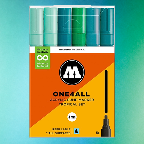 Molotow Pack of 6 One4all Acrylic Markers 4mm Tropical Set