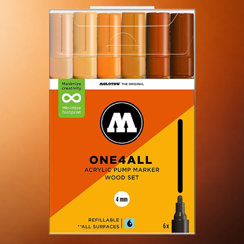 Molotow Pack x6 Rotuladores Acrílicos One4all 4mm Wood Set