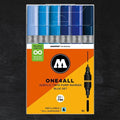 Conjunto de 6 Marcadores Acrílicos Molotow One4all, Pontas de 1,5 mm a 4 mm, Cor Azul