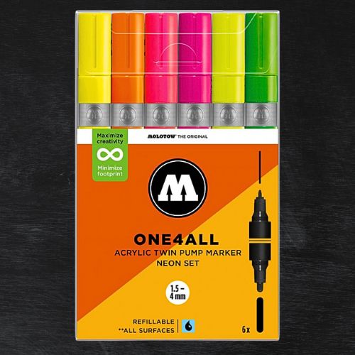 Molotow Pack 6 Rotuladores Acrílicos One4all 1,5mm-4mm Neon Set