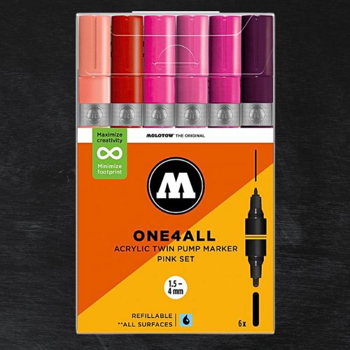 Molotow Pack 6 Rotuladores Acrílicos One4all 1,5mm-4mm Pink Set