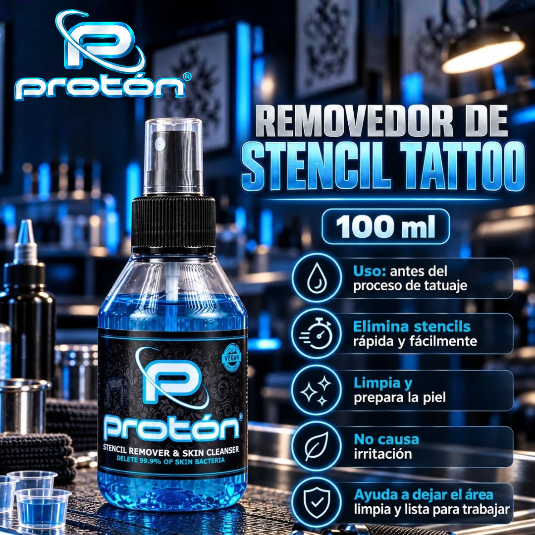 Estêncil azul para remoção de protões