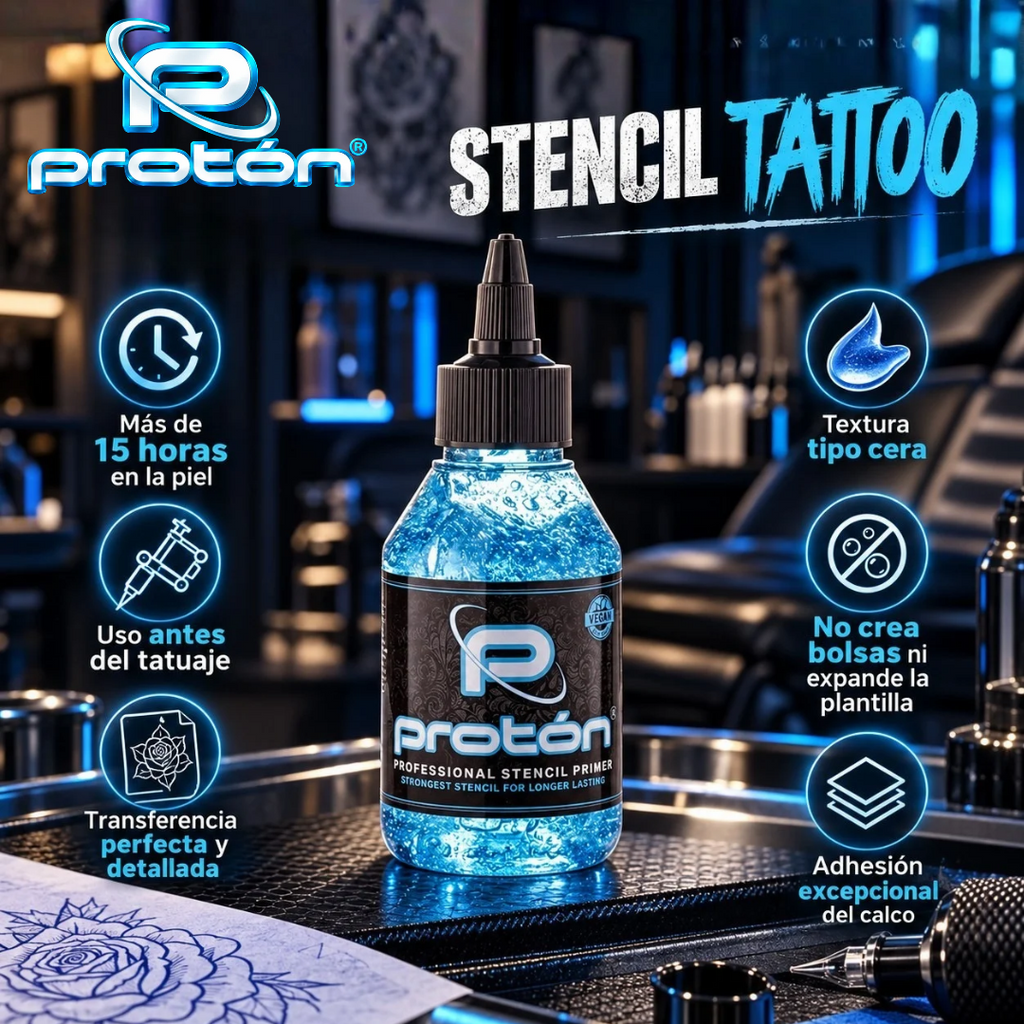 Estêncil de protões azul