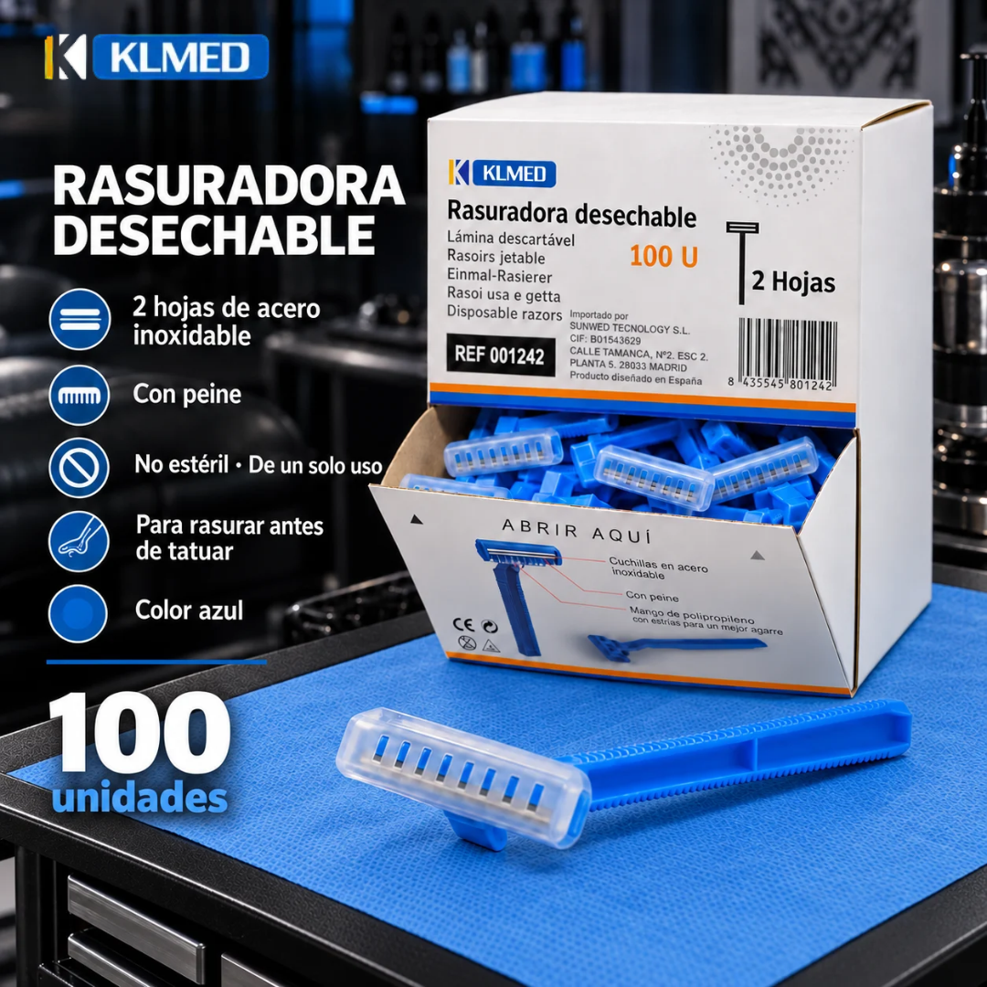 Rasuradoras Desechables 2 Hojas Azul 100Uds