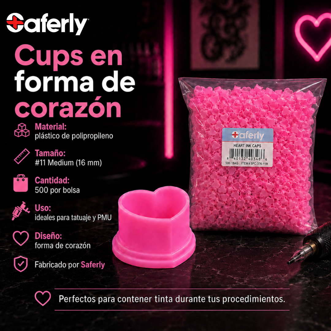Saferly Caps Tattoo Corazón Grandes Pink 500uds