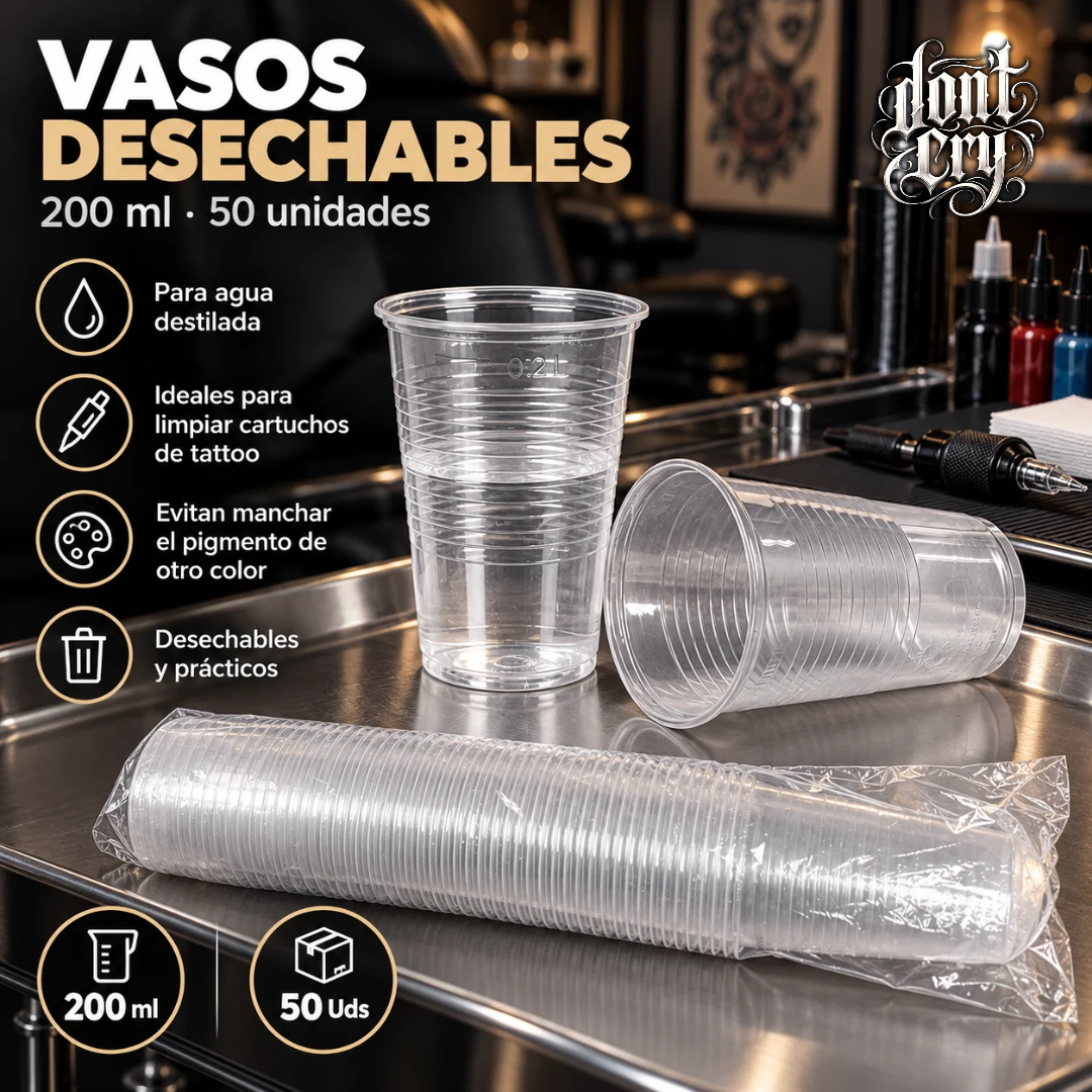 Vasos Desechables Transparentes 200ml 50uds