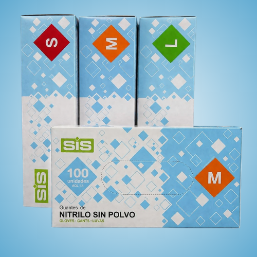Luvas de nitrilo azuis 