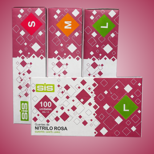 Luvas de nitrilo rosa 