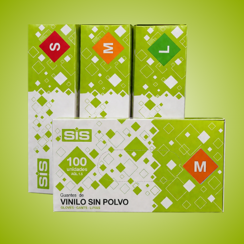 Luvas de vinil transparente sem pó, tamanho M